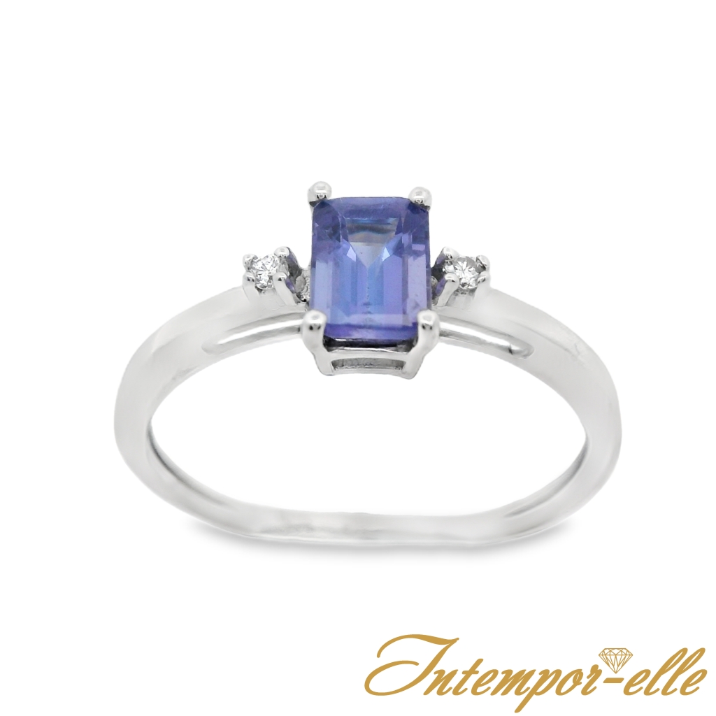 BA OR 18CT TANZANITE RECT + DT0.03 CT 